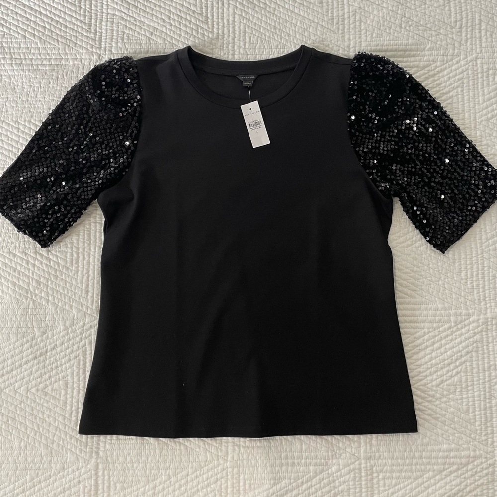 Ann Taylor Sequin Sleeves Large